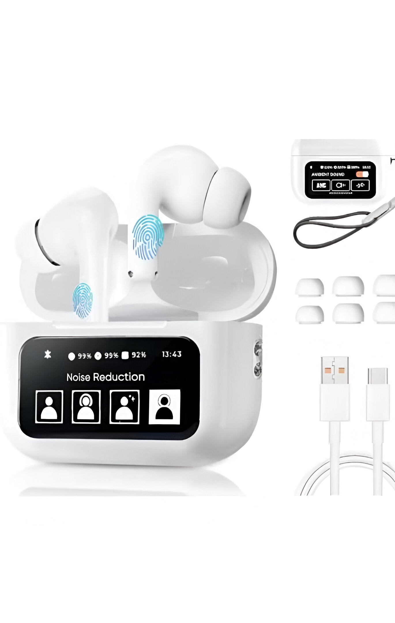 Écouteurs Bluetooth antibruit A9 Pro avec 13 fonctions, affichage LED